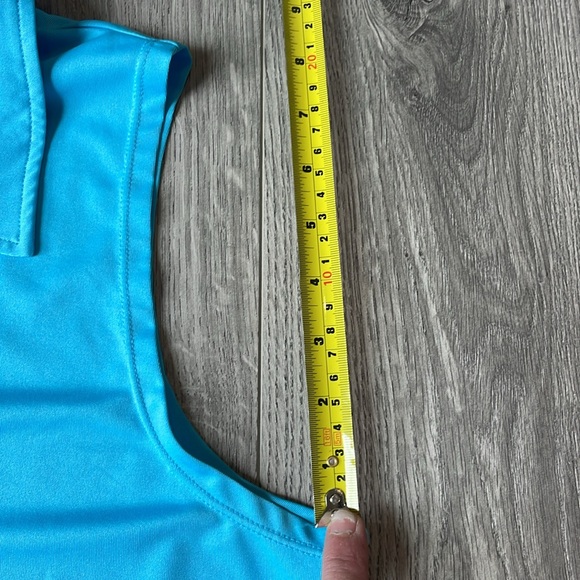 Foursome Performance Blue Collared Ruffled V-neck - Picture 8 of 9